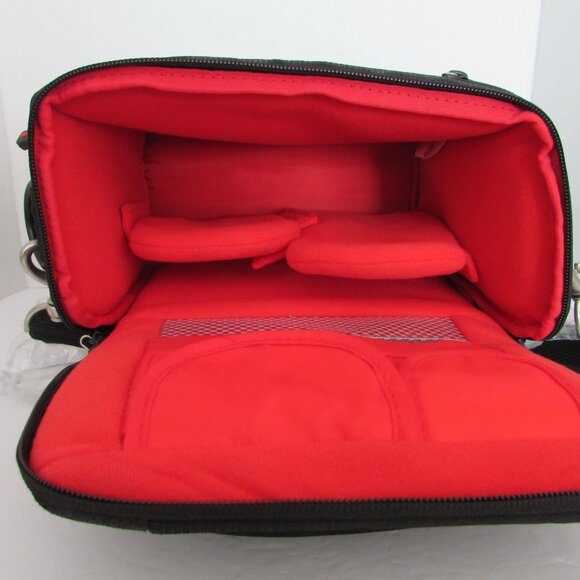 Canon DSRL Camera Bag Black Red Padded Interior Detachable Adjustable Strap - Picture 2 of 11